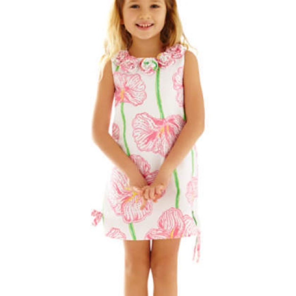 Lilly Pulitzer Girls Pink and Green Floral Dress 7